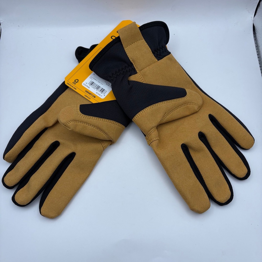 Carhartt Mens XL High Dexterity Reinforced Secure Cuff Gloves Black Brown GD0659